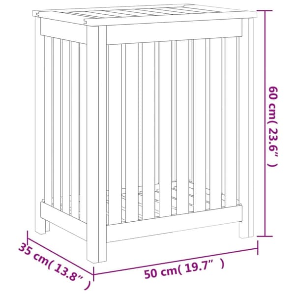 vidaXL vasketøjskurv 50x35x60 cm massivt teaktræ -  Vasketøjskurve