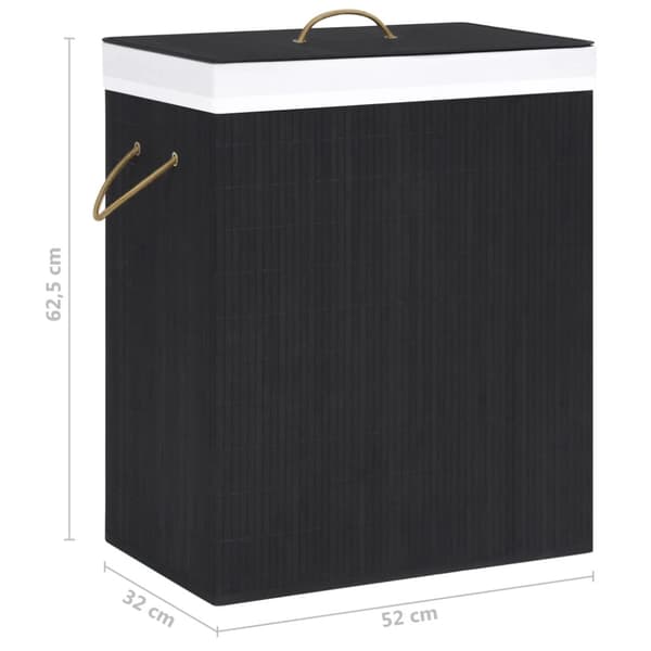 vidaXL Bambu pyykkikori 2 osiota musta 100 l -  Pyykkikorit