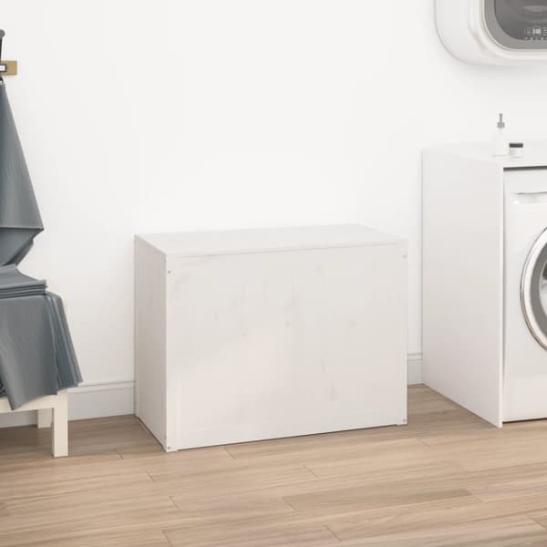 vidaXL vasketøjskurv 88,5x44x66 cm massivt fyrretræ hvid -  Vasketøjskurve