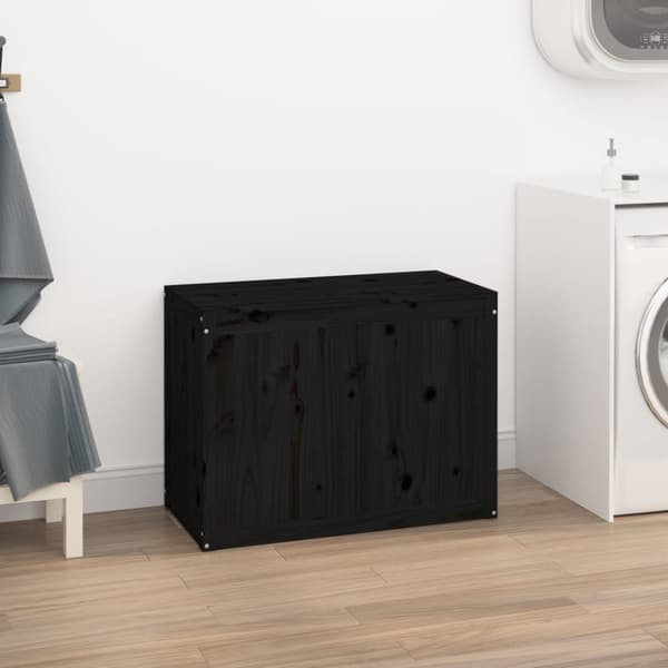 vidaXL Pyykkilaatikko musta 88,5x44x66 cm täysi mänty -  Pyykkikorit