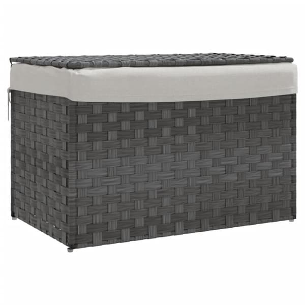 vidaXL vasketøjskurv med låg 55,5x35x34 cm polyrattan grå - Vasketøjskurve