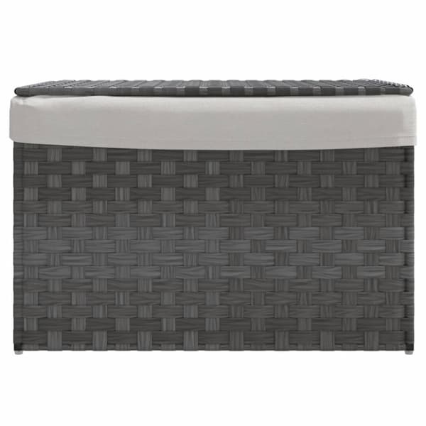 vidaXL vasketøjskurv med låg 55,5x35x34 cm polyrattan grå - Vasketøjskurve