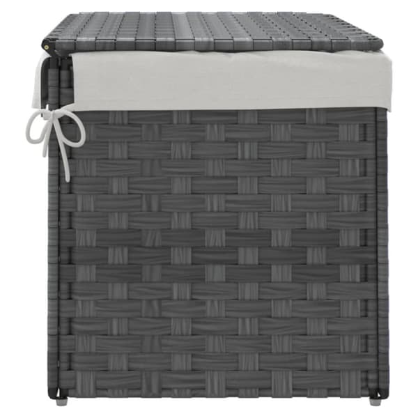 vidaXL vasketøjskurv med låg 55,5x35x34 cm polyrattan grå - Vasketøjskurve