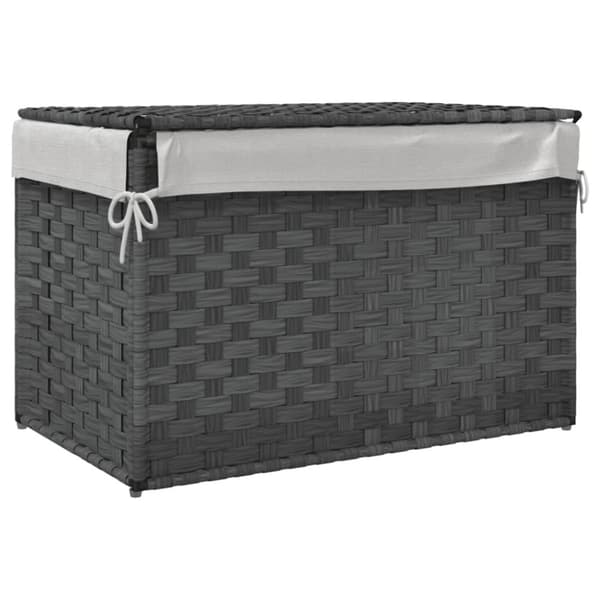 vidaXL vasketøjskurv med låg 55,5x35x34 cm polyrattan grå - Vasketøjskurve