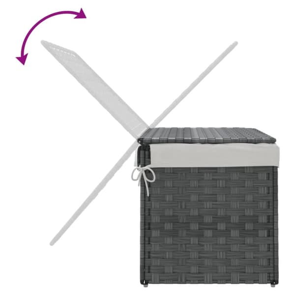vidaXL vasketøjskurv med låg 55,5x35x34 cm polyrattan grå -  Vasketøjskurve