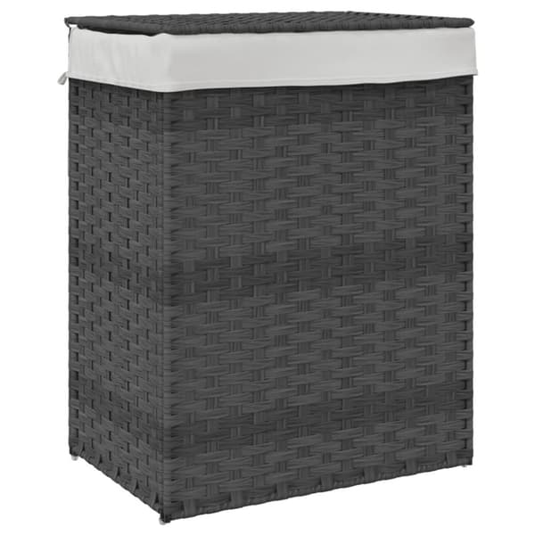 vidaXL vasketøjskurv med låg 46x33x60 cm polyrattan grå - Vasketøjskurve