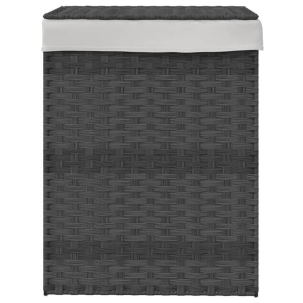 vidaXL vasketøjskurv med låg 46x33x60 cm polyrattan grå - Vasketøjskurve