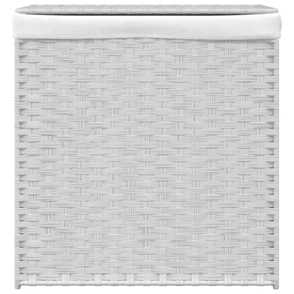 vidaXL vasketøjskurv med 2 sektioner 53x35x57 cm polyrattan hvid - Vasketøjskurve