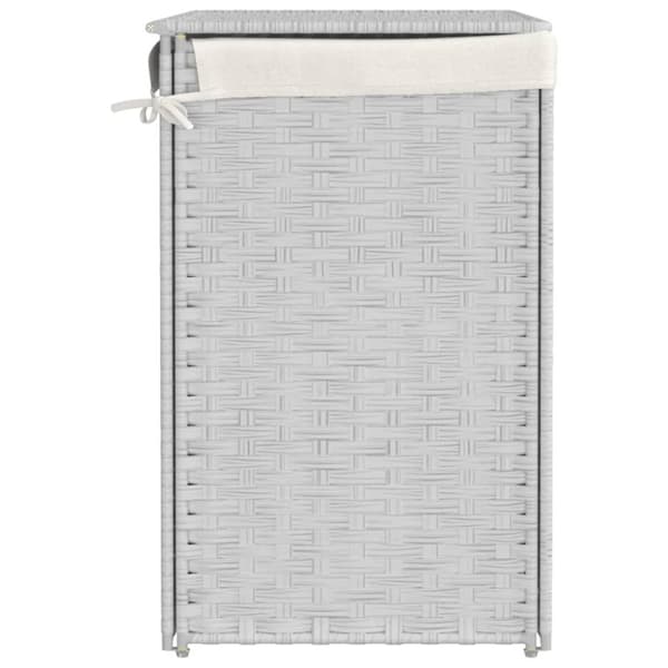 vidaXL vasketøjskurv med 2 sektioner 53x35x57 cm polyrattan hvid - Vasketøjskurve