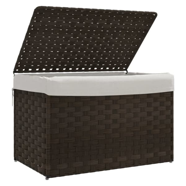 vidaXL vasketøjskurv med låg 55,5x35x34 cm polyrattan mørkebrun -  Vasketøjskurve