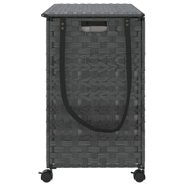 vidaXL vasketøjskurv med hjul 66x35x60 cm rattan grå - Vasketøjskurve
