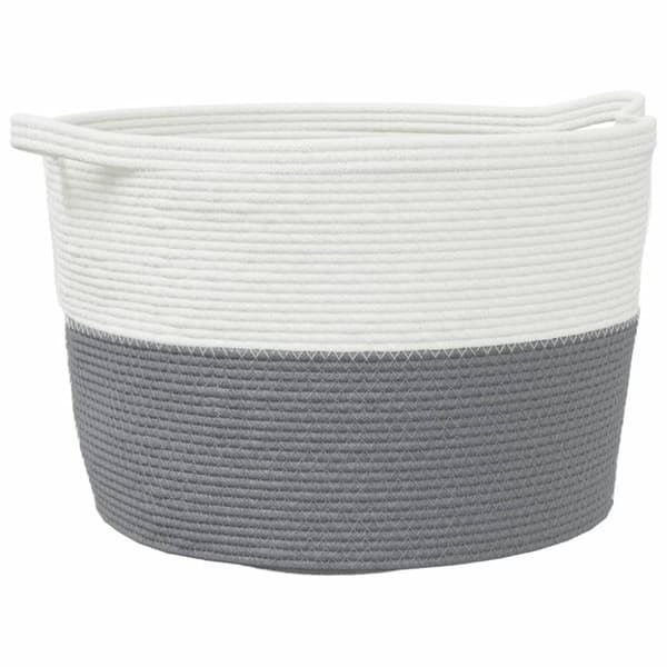 vidaXL Pyykkikori harmaa ja valkoinen Ø60x36 cm puuvilla -  Pyykkikorit