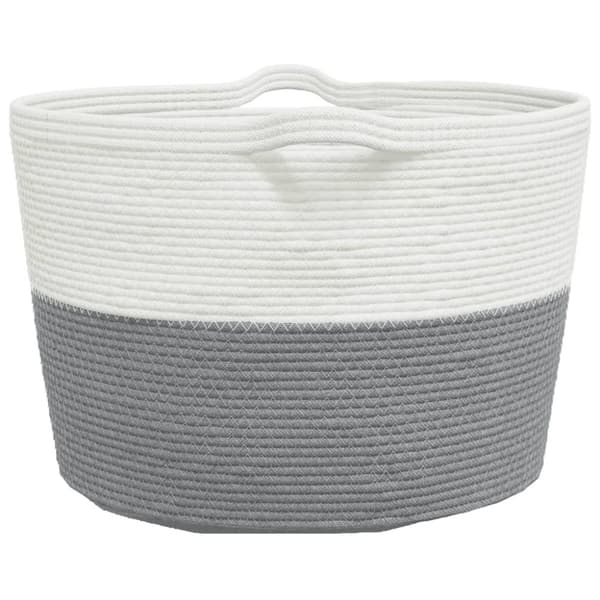 vidaXL Pyykkikori harmaa ja valkoinen Ø60x36 cm puuvilla -  Pyykkikorit