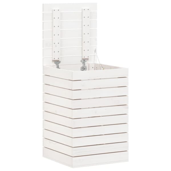 vidaXL vasketøjskurv 44x44x66 cm massivt fyrretræ hvid -  Vasketøjskurve
