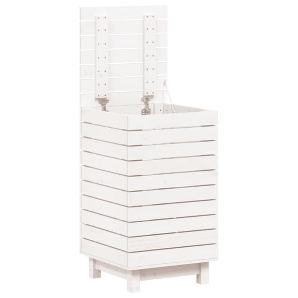 vidaXL vasketøjskurv 44x44x76 cm massivt fyrretræ hvid -  Vasketøjskurve