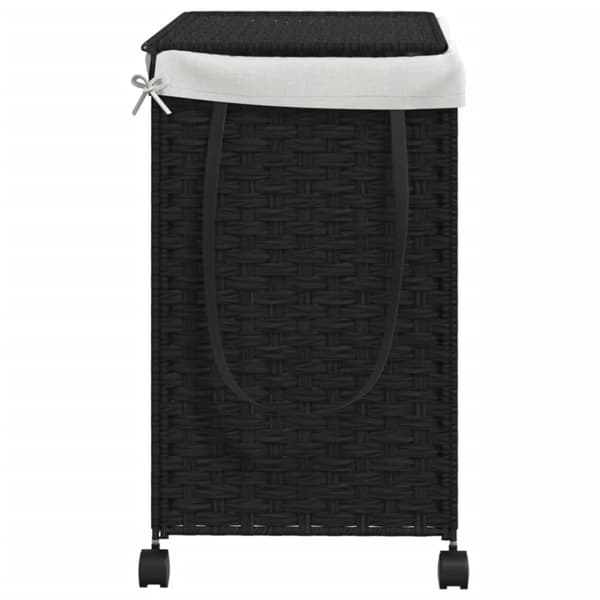 vidaXL vasketøjskurv med hjul 60x35x60,5 cm rattan sort - Vasketøjskurve