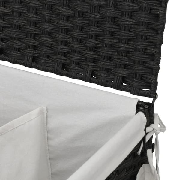 vidaXL vasketøjskurv med hjul 60x35x60,5 cm rattan sort - Vasketøjskurve