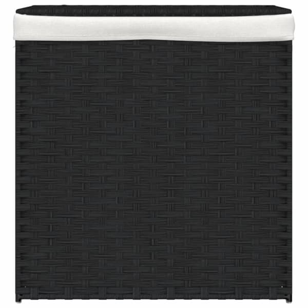 vidaXL vasketøjskurv med 2 sektioner 53x35x57 cm polyrattan sort - Vasketøjskurve