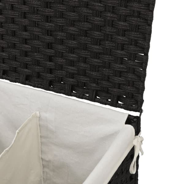 vidaXL vasketøjskurv med 2 sektioner 53x35x57 cm polyrattan sort - Vasketøjskurve