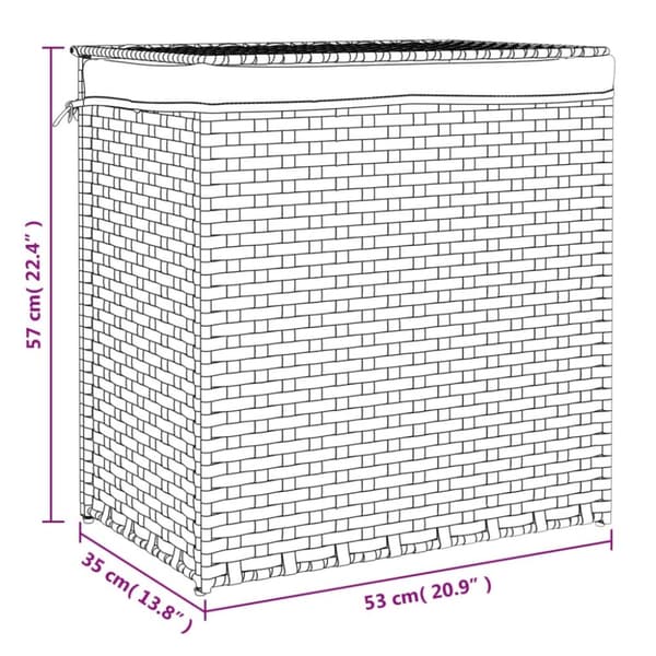 vidaXL vasketøjskurv med 2 sektioner 53x35x57 cm polyrattan sort - Vasketøjskurve