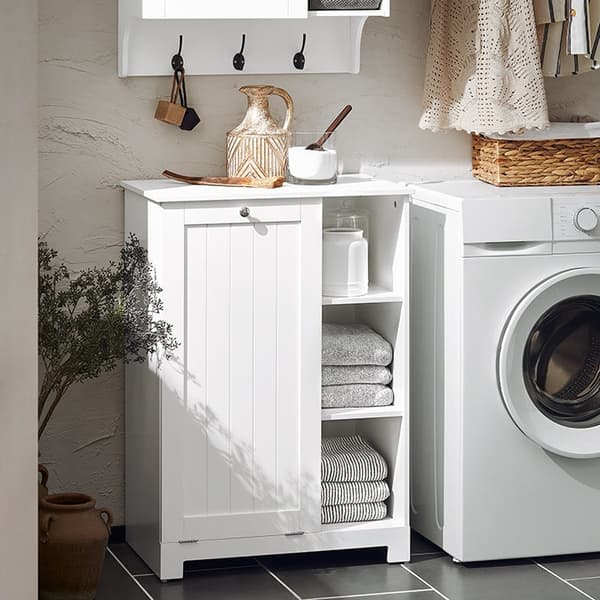 Rootz Vaskeskab med Vasketøjspose - Vasketøjsopsamler - Vasketøjskurv - MDF-konstruktion - Nem montering - Rummelig opbevaring - 60cm x 86cm x 37cm