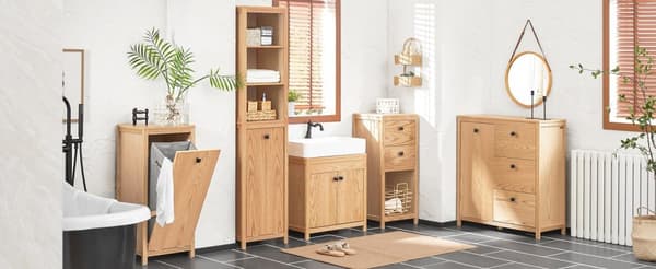 Rootz tvättskåp med utfällbar tvättpåse - Badrumsskåp - Tvättkorg - Fuktbeständiga fotkuddar - Tre förvaringslådor - Flexibel sortering - 80cm x 90cm