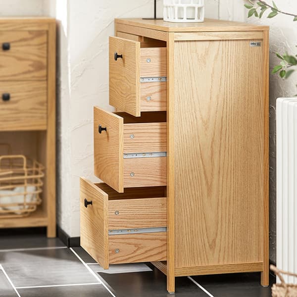 Rootz tvättskåp med utfällbar tvättpåse - Badrumsskåp - Tvättkorg - Fuktbeständiga fotkuddar - Tre förvaringslådor - Flexibel sortering - 80cm x 90cm