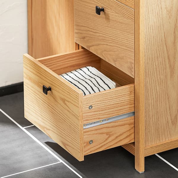 Rootz tvättskåp med utfällbar tvättpåse - Badrumsskåp - Tvättkorg - Fuktbeständiga fotkuddar - Tre förvaringslådor - Flexibel sortering - 80cm x 90cm