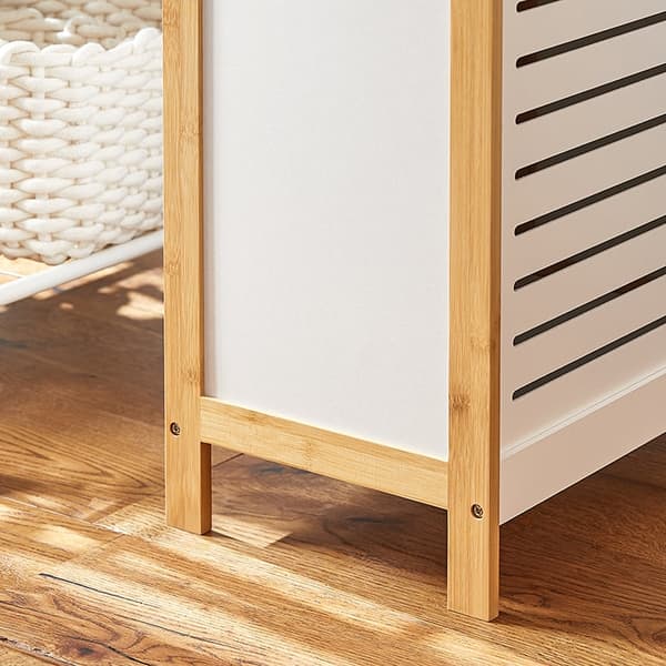 Rootz-pesuarkku - Pyykinkeräin - Pyykkikori - MDF ja bambu - Tilava säilytystila - Tyylikäs muotoilu - Helppo koota - 50 cm x 30 cm x 60 cm