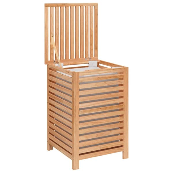 The Living Store vasketøjskurv 45x45x65 cm massivt valnøddetræ -  Vasketøjskurve