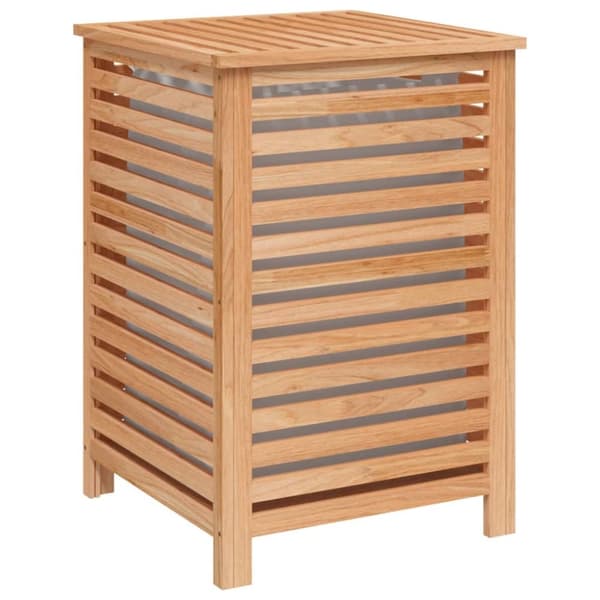The Living Store vasketøjskurv 45x45x65 cm massivt valnøddetræ -  Vasketøjskurve