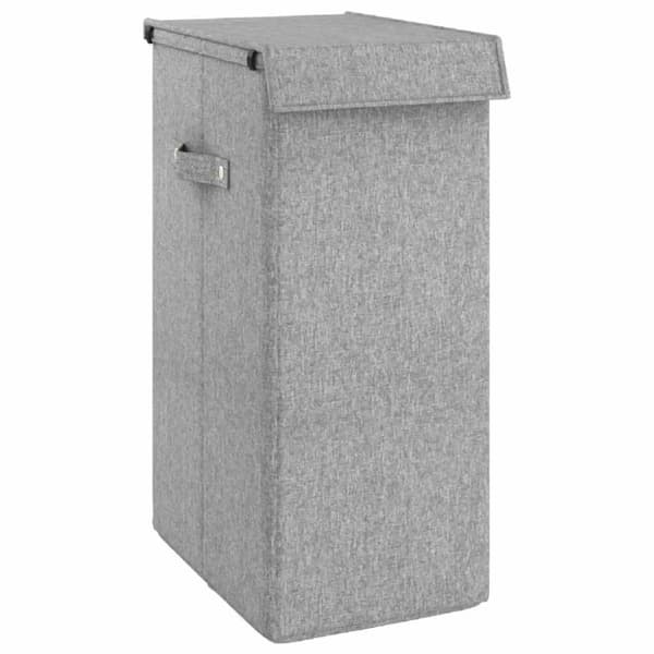 The Living Store foldbar vasketøjskurv 26x34,5x59,5 cm kunstigt linned grå -  Vasketøjskurve