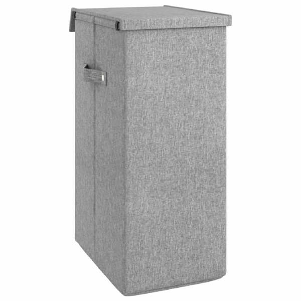 The Living Store foldbar vasketøjskurv 26x34,5x59,5 cm kunstigt linned grå -  Vasketøjskurve