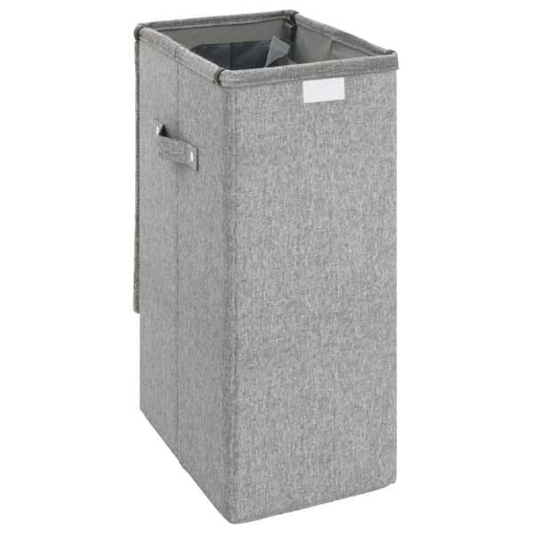 The Living Store foldbar vasketøjskurv 26x34,5x59,5 cm kunstigt linned grå -  Vasketøjskurve