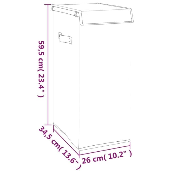 The Living Store foldbar vasketøjskurv 26x34,5x59,5 cm kunstigt linned grå -  Vasketøjskurve
