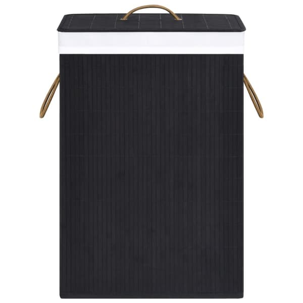 The Living Store vasketøjskurv med 2 rum 72 l bambus sort -  Vasketøjskurve