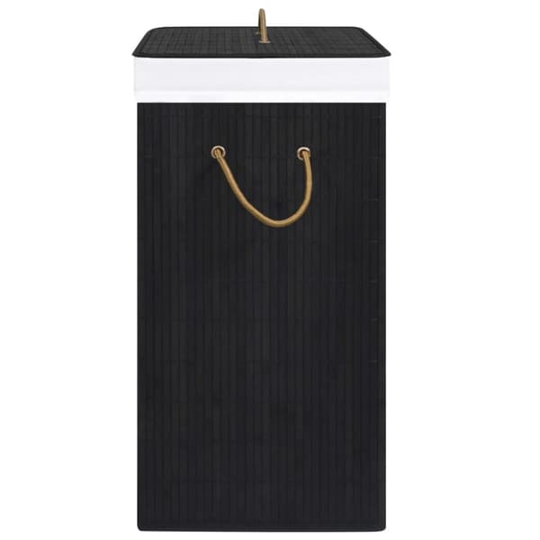 The Living Store vasketøjskurv med 2 rum 72 l bambus sort -  Vasketøjskurve