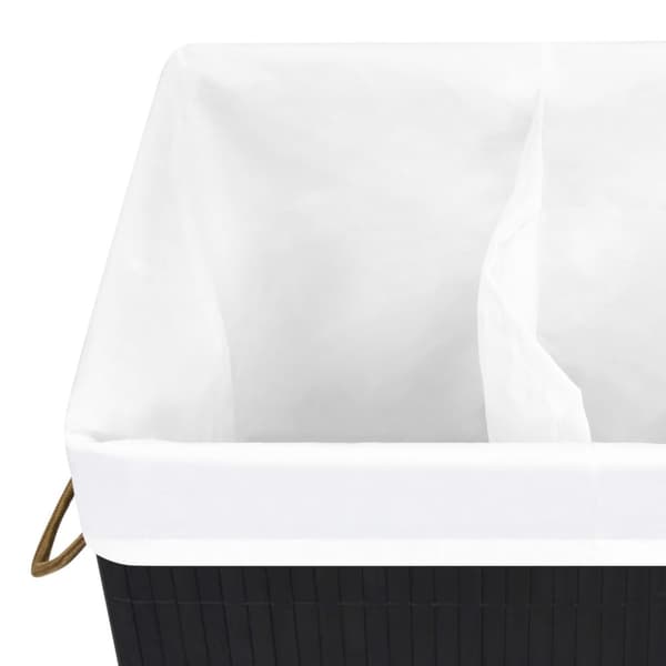 The Living Store vasketøjskurv med 2 rum 72 l bambus sort -  Vasketøjskurve