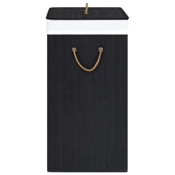 The Living Store Bambu pyykkikori 2 osiota musta 100 l -  Pyykkikorit