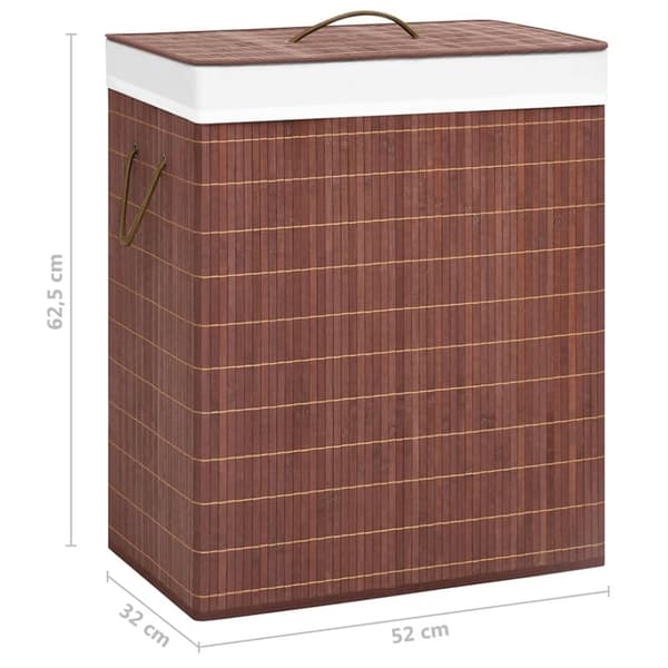 The Living Store vasketøjskurv med 2 rum 100 l bambus brun -  Vasketøjskurve