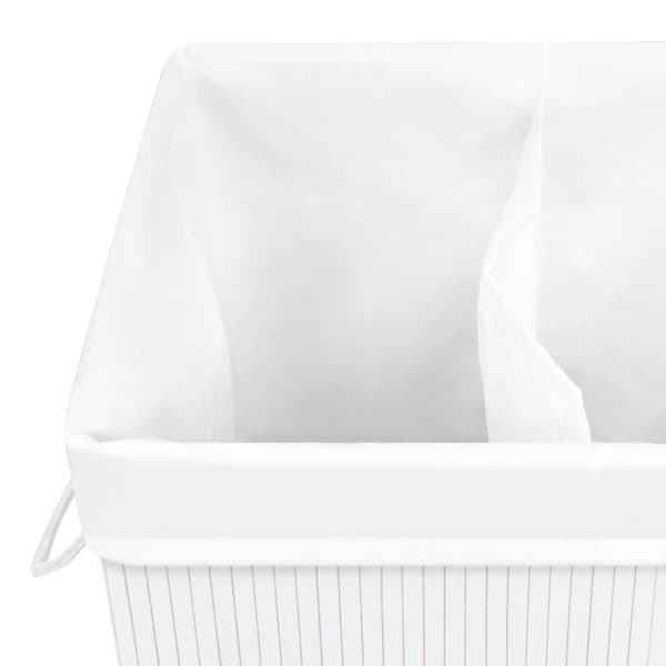 The Living Store vasketøjskurv med 2 rum 72 l bambus hvid - Vasketøjskurve
