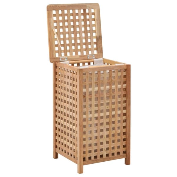 The Living Store vasketøjskurv 39x39x65 cm massivt valnøddetræ -  Vasketøjskurve