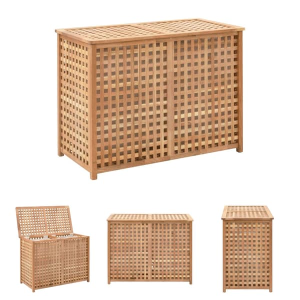 The Living Store vasketøjskurv 87,5x46x67 cm massivt valnøddetræ -  Vasketøjskurve
