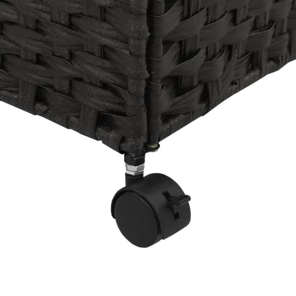 The Living Store vasketøjskurv med hjul 60x35x60,5 cm rattan sort -  Vasketøjskurve