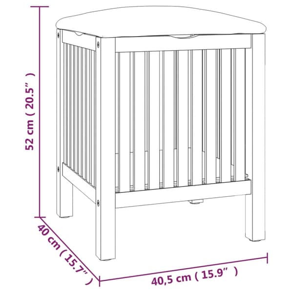 Tvättkorgar - Living Badrumspall 40,5x40x52 cm massivt valnötsträ