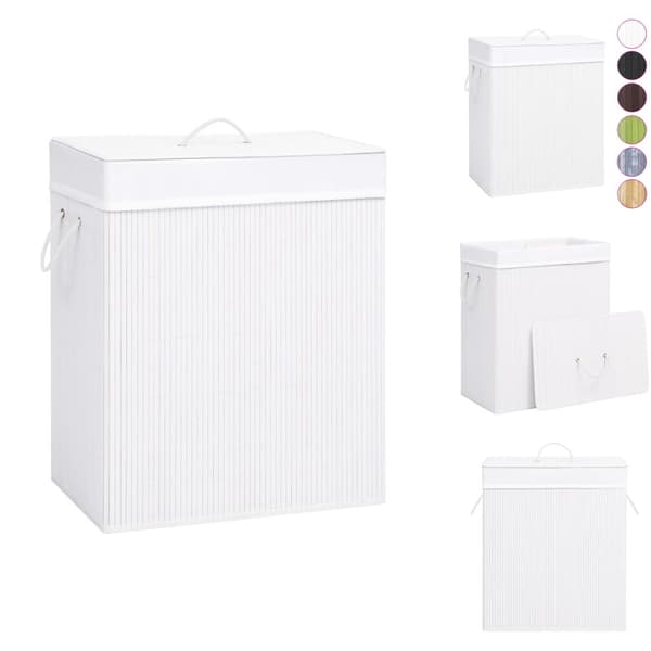Pyykkikorit - Living Bambu pyykkikori 2 osiota valkoinen 100 l