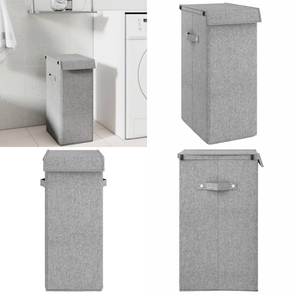 Foldbar vasketøjskurv 26x34,5x59,5 cm kunstigt linned grå - Vasketøjskurv - Vasketøjskurve - Home & Living