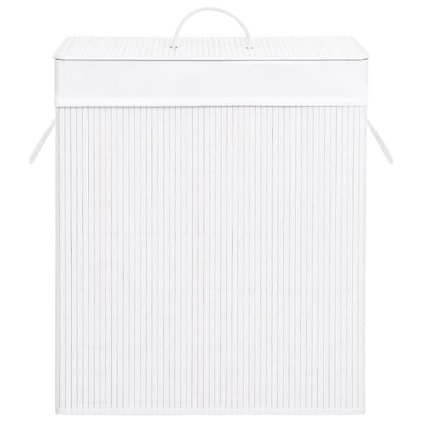 Vasketøjskurv med 2 rum 100 l bambus hvid - Vasketøjskurv - Vasketøjskurve - Home & Living