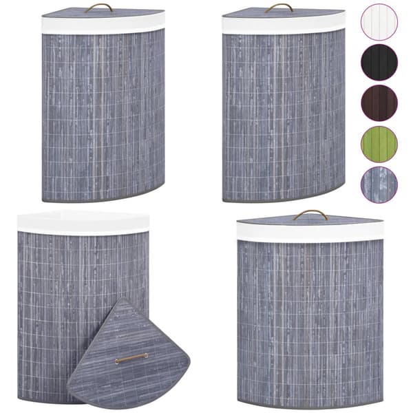 Tvättkorg för hörn bambu grå 60 L - Hörntvättkorg - Tvättkorg Hörn - Home & Living