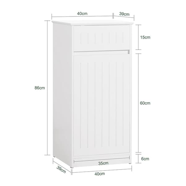 Rootz linnedskab med vasketøjskurv - Vasketøjsopsamler - Vasketøjssortering - Anti-Tip Safety - Tilbehørsskuffe - MDF Konstruktion - 40cm x 86cm x 39c